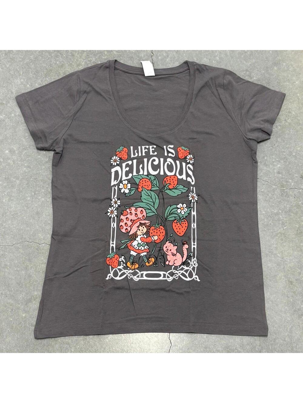 Strawberry Shortcake Life is Delicious V Neck T Shirt